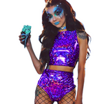 Queen Festival holographic crop top women - WOMONA.COM