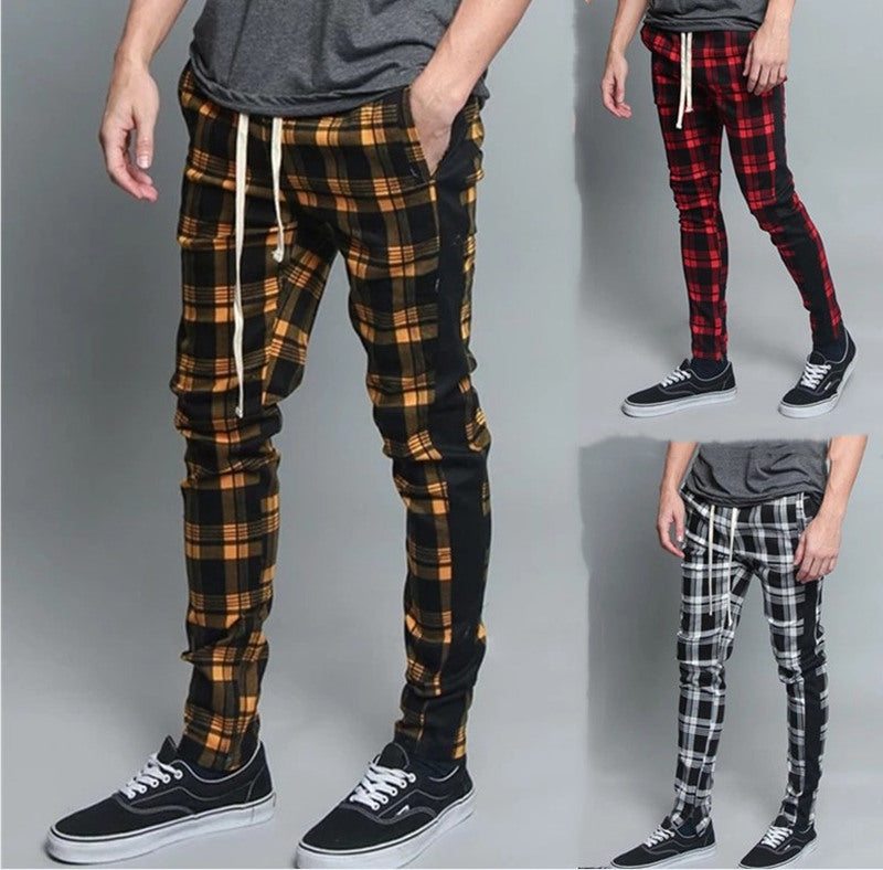 Casual Plaid Flower Pants Trend Men - WOMONA.COM