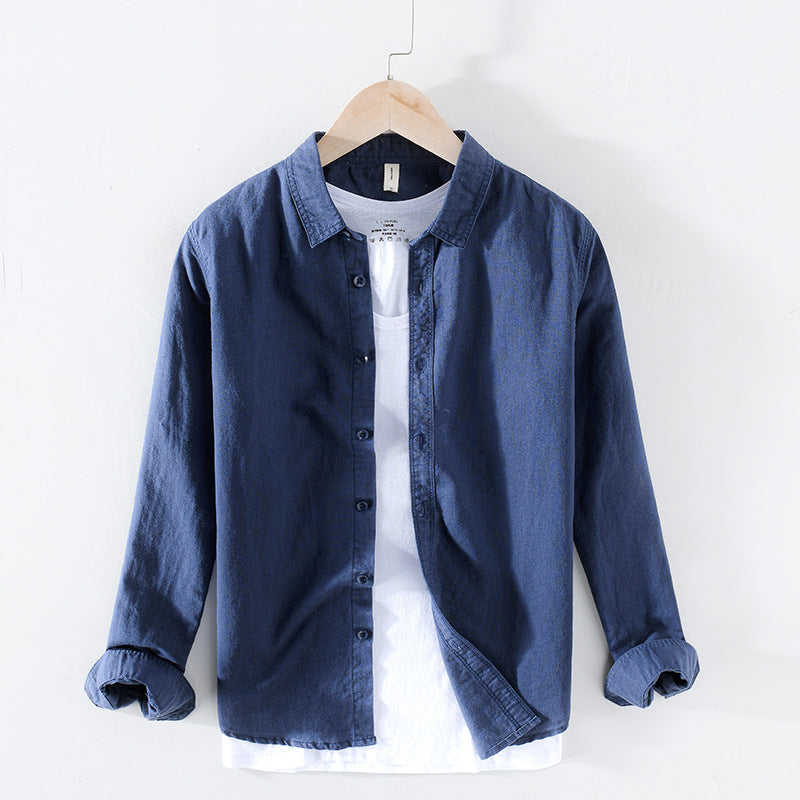 Cotton linen shirt men - WOMONA.COM