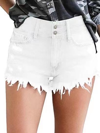 Sexy Denim Shorts With Buckles And Slits - WOMONA.COM