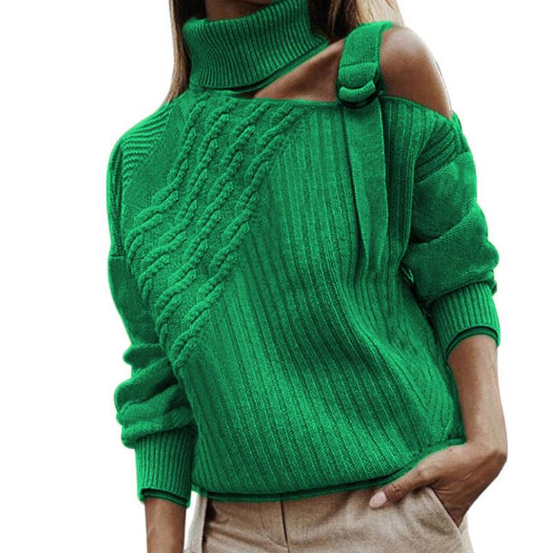 Turtleneck Long Sleeve Sweater - WOMONA.COM