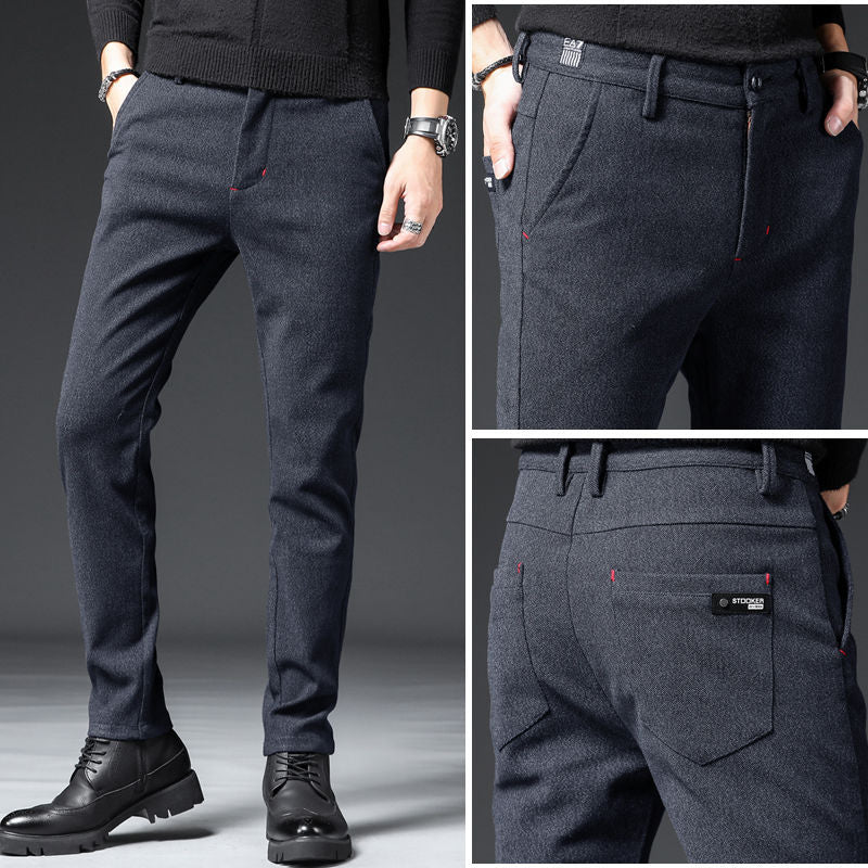 Business Black Men's Straight Casual Pants - WOMONA.COM