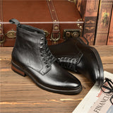 Soft Top Cowhide High Top Boots For Men - WOMONA.COM