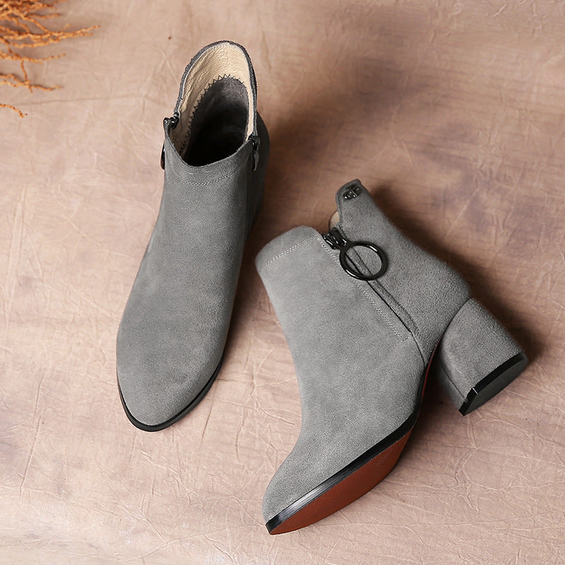 Soft inside heeled leather boots - WOMONA.COM