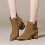 Soft inside heeled leather boots - WOMONA.COM