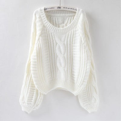 Lantern Sleeve Short Sweater - WOMONA.COM