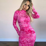 Printed fashion net red dress women - WOMONA.COM