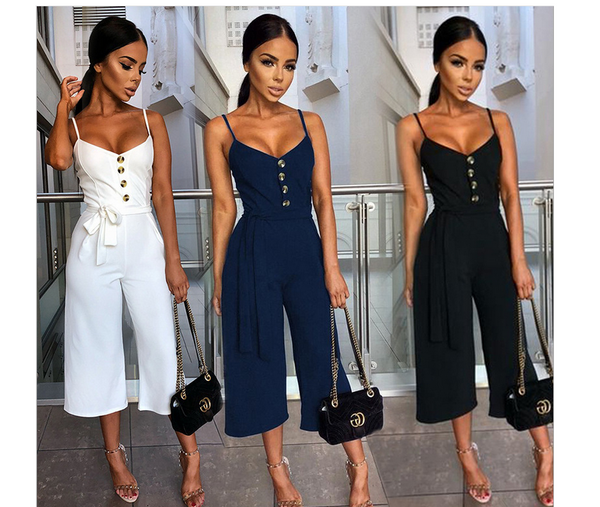 sexy halter straps jumpsuit - WOMONA.COM