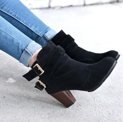 Leather Casual Women High Heels Pumps - WOMONA.COM