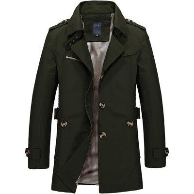 Men's casual jacket mid-length trench coat - WOMONA.COM