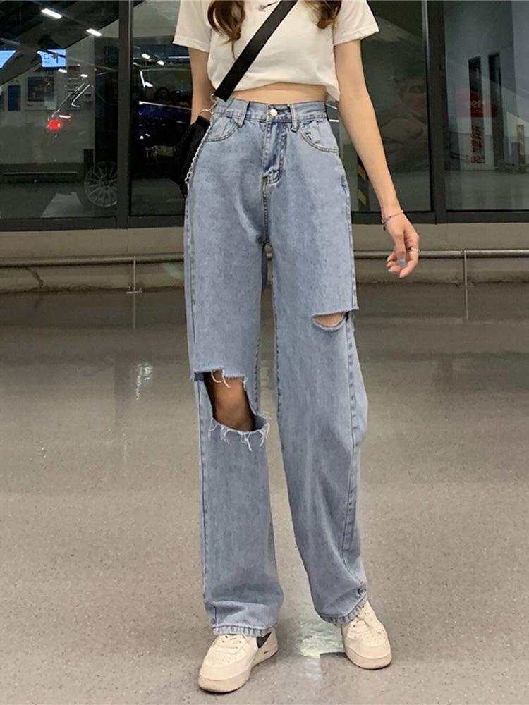 Wide Leg Loose Straight Pants - WOMONA.COM