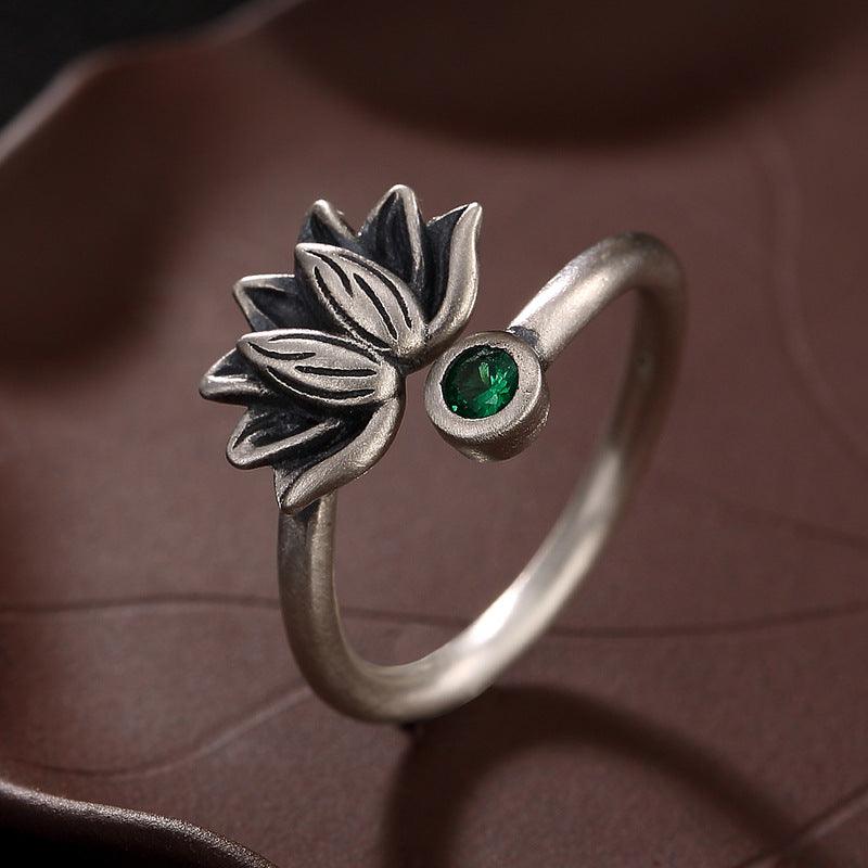 Lotus glazed mosaic opening ring - WOMONA.COM