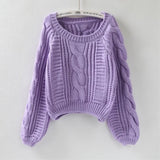 Lantern Sleeve Short Sweater - WOMONA.COM