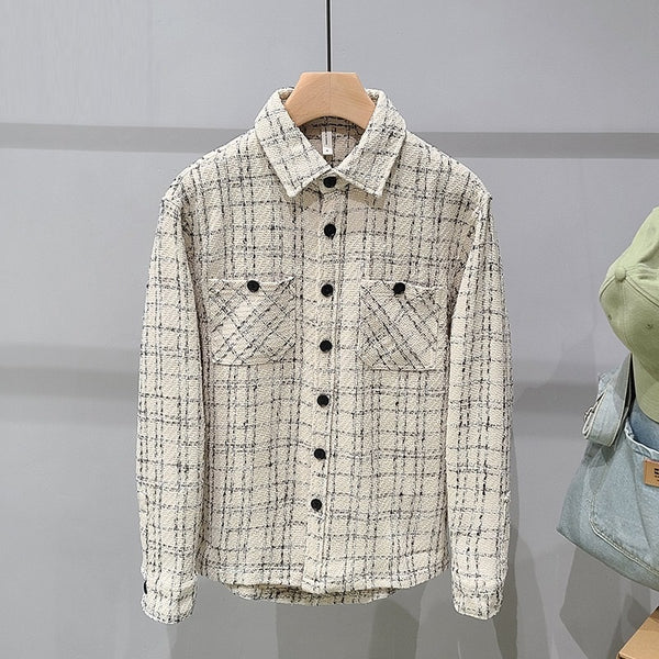 Design Plaid Tweed Shirt For Men - WOMONA.COM