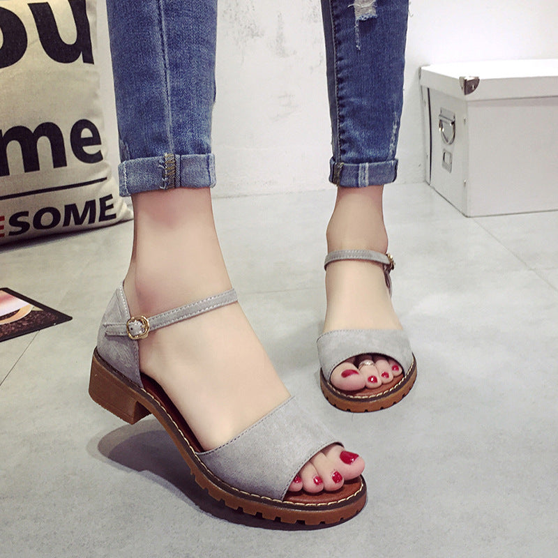 One-button buckle sandals - WOMONA.COM