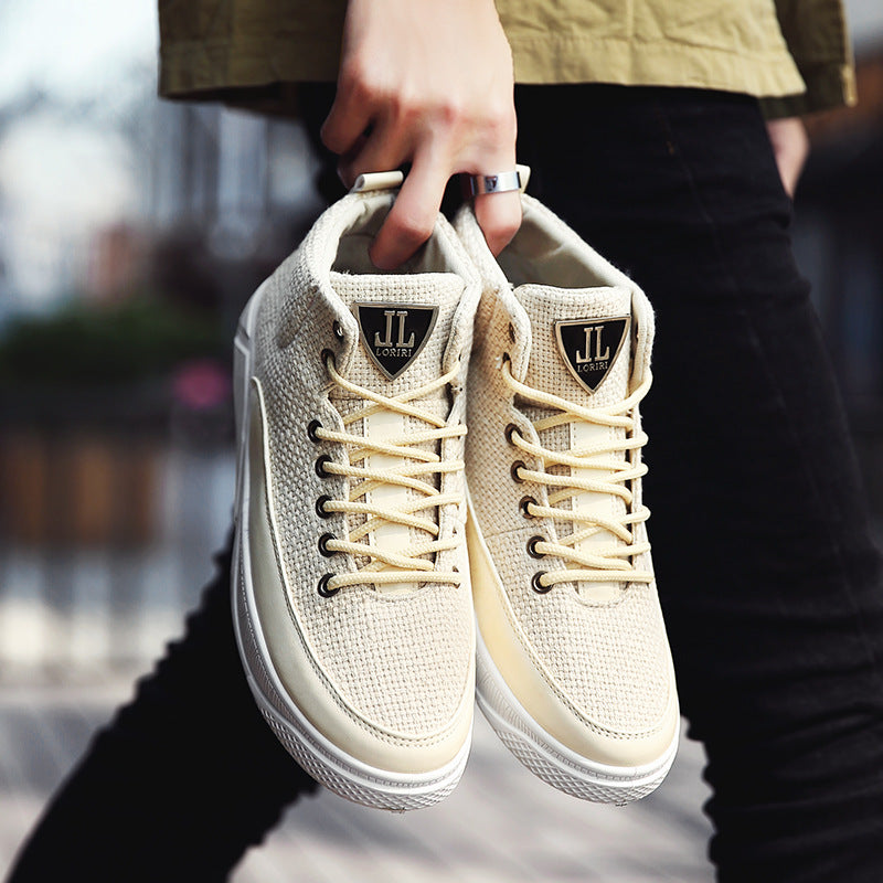 Linen high-top sneakers - WOMONA.COM