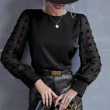 Polka Dot Long Sleeve Shirt - WOMONA.COM