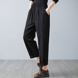 Linen Harem Pants - WOMONA.COM