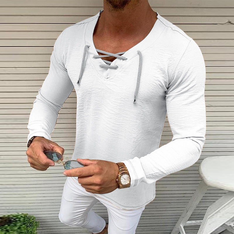 Solid Color Short-Sleeved T-Shirt Men - WOMONA.COM