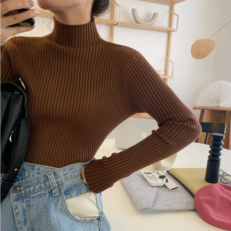 Neck Slim-fit Sweater - WOMONA.COM