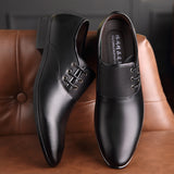 leather business formal pointed shoes - WOMONA.COM