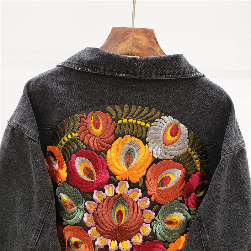 Women's embroidered denim jacket - WOMONA.COM