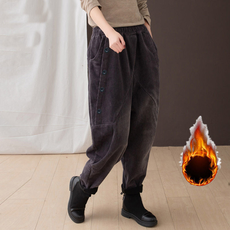 Women's Corduroy Harem Pants - WOMONA.COM