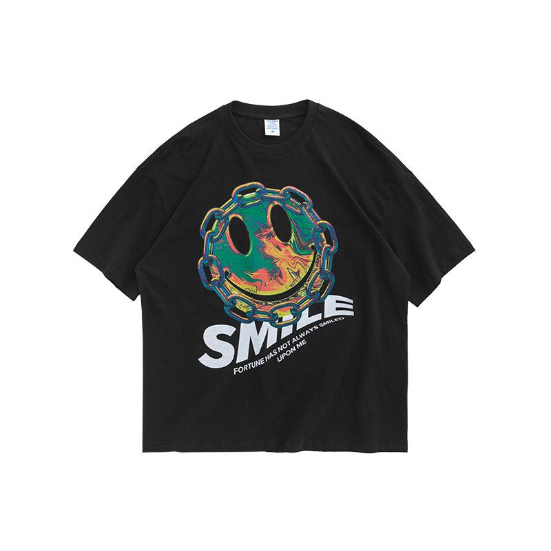 Smiley printed short-sleeved T-shirt men - WOMONA.COM