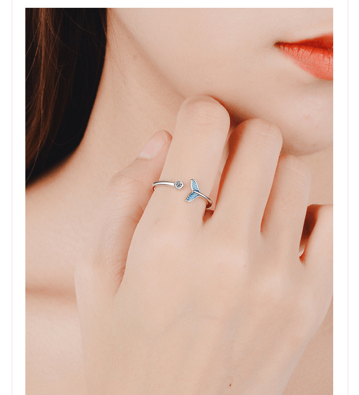 r Blue Mermaid Tail Cuff Ring - WOMONA.COM