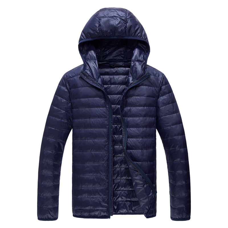 Mens Duck Down Hooded Jacket - WOMONA.COM