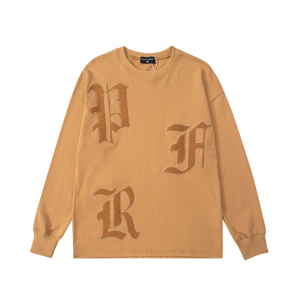 Embroidered Letters Crew Neck T-Shirt Men - WOMONA.COM