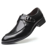 Men's leather toe cap British formal shoes - WOMONA.COM