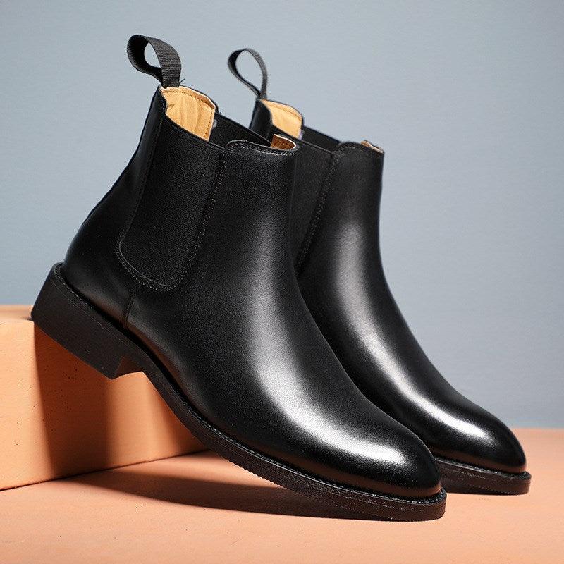Men British Winter Elegant PU Leather Boots - WOMONA.COM