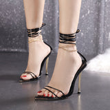 Chain Roman Strap High-heel Sandals - WOMONA.COM