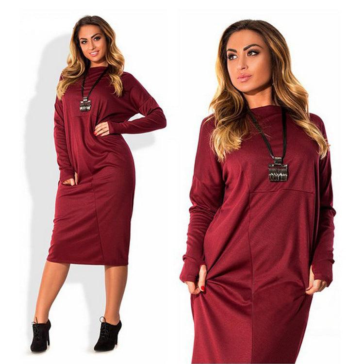 Plus size women's long sleeve dress - WOMONA.COM