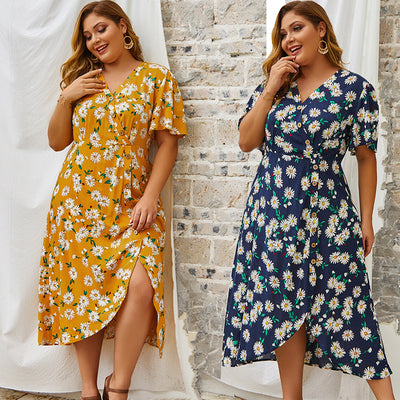 Fat woman plus size long dress - WOMONA.COM