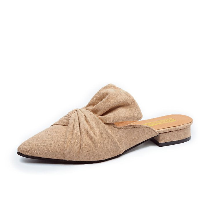 Suede pointed slippers - WOMONA.COM