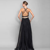 backless color skirt long dress - WOMONA.COM