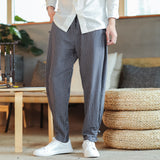 Striped Men's Disc Buckle Harem Pants - WOMONA.COM