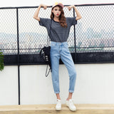 High waist slimming harem jeans women - WOMONA.COM