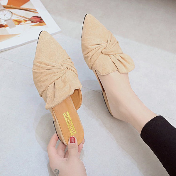 Suede pointed slippers - WOMONA.COM