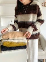 Striped Pullover Sweater - WOMONA.COM