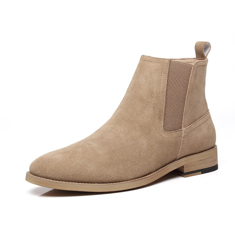 Pure Leather Cow Suede Pointy Men Boots - WOMONA.COM