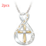 Cross Footprint Diamond Pendant Two Tone - WOMONA.COM