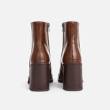 Ankle Boots Leather Square Sole Waterproof - WOMONA.COM