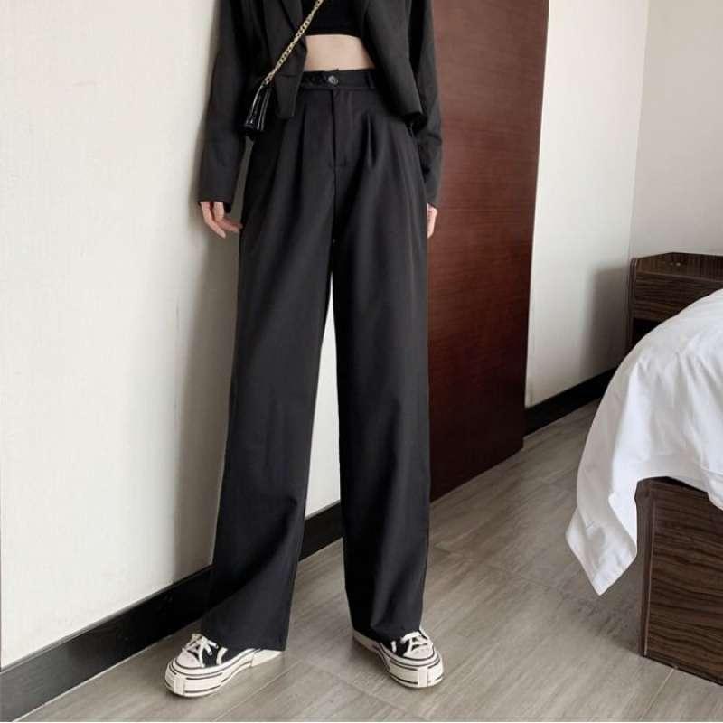 Straight Wide Leg Pants - WOMONA.COM