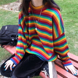 Forest Rainbow Striped Sweater - WOMONA.COM
