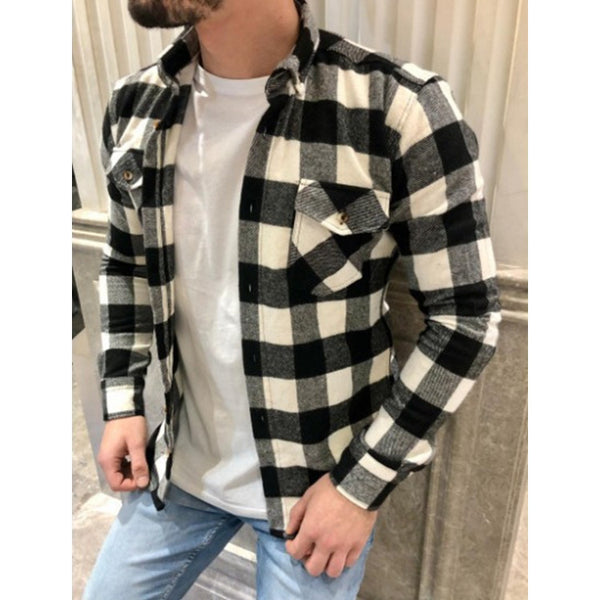 Hot Sale Cotton Brushed Plaid Shirt For Men - WOMONA.COM