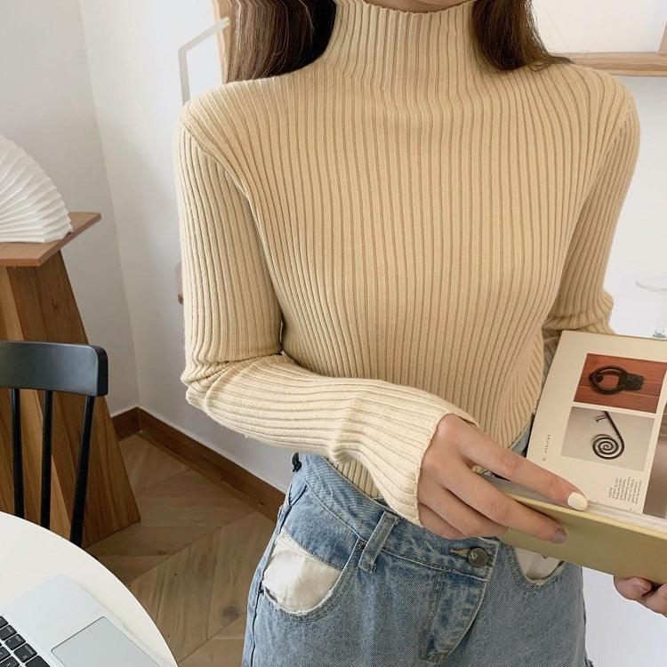 Neck Slim-fit Sweater - WOMONA.COM