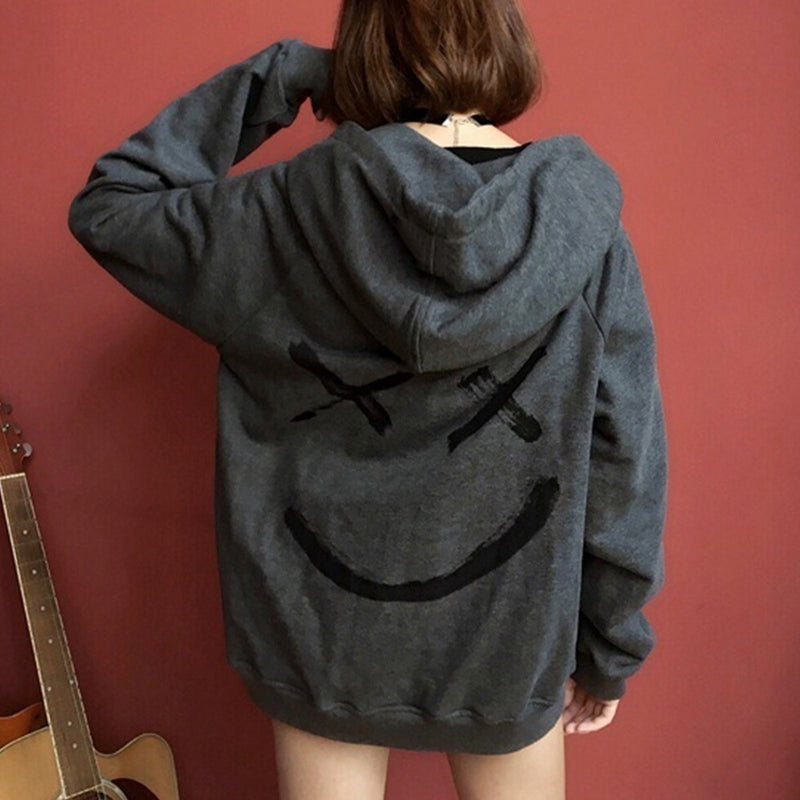 Casual fashion color-blocking smiley sweater - WOMONA.COM